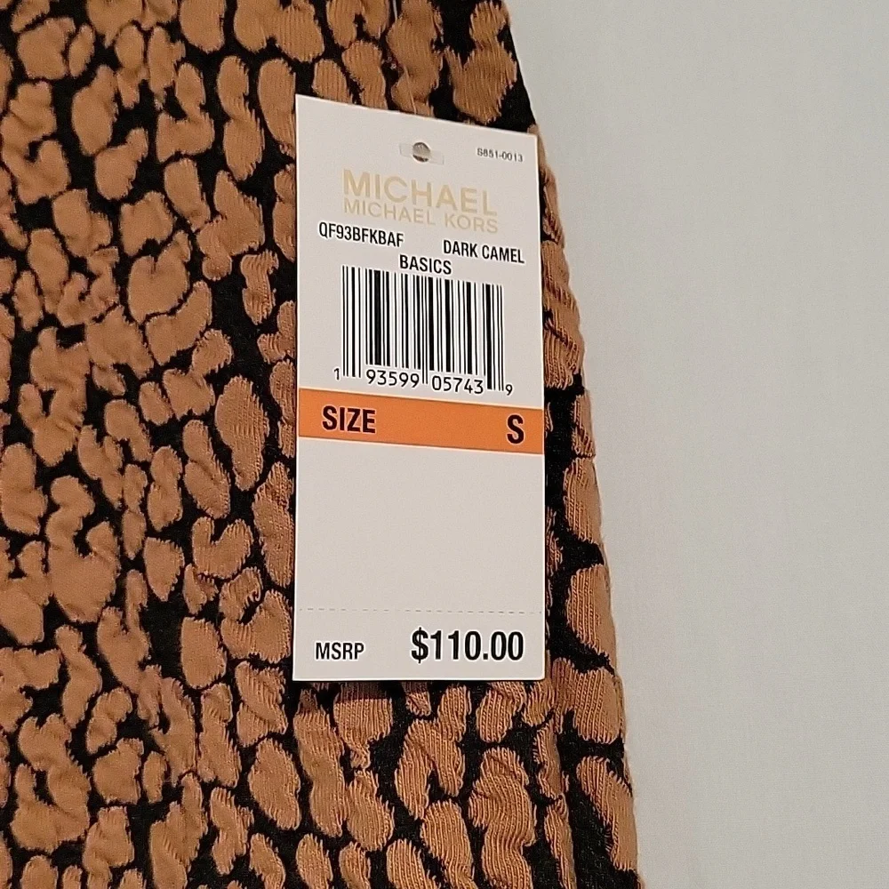 NWT Michael Michael Kors women's as textured pull-on pants in dark camel - Picture 8 of 10